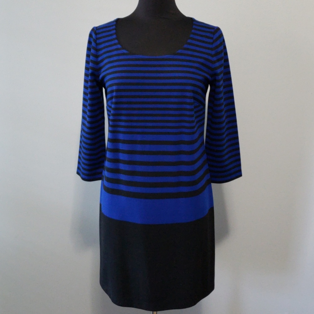 Like New Ann Taylor Black & Blue Shift Dress
